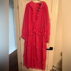Hot pink ruffle dress